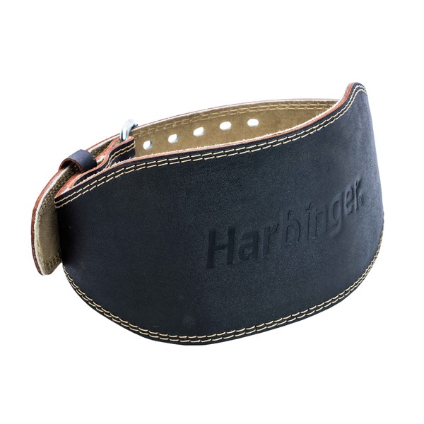 Harbinger Padded Leather Contoured Gym Weightlifting Belt with Suede Lining and Steel Roller Buckle for Lifting Support XX-Large