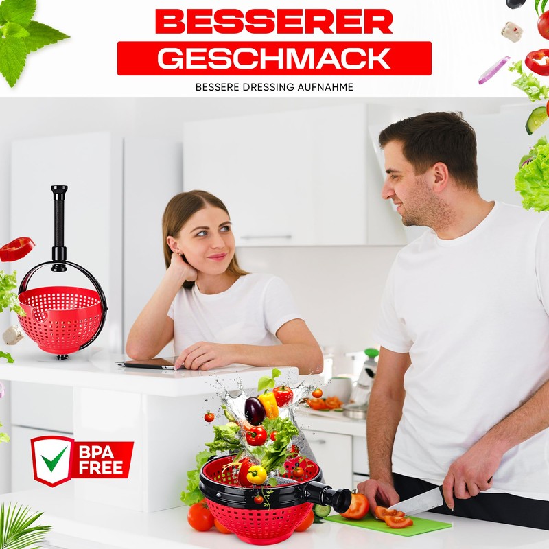 WoonFux® Salad Spinner with Practical Folding Handle - Salad Spinner