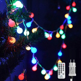 WOWDSGN WOWDSGN Kugel Lichterkette Bunt, 10M 100 LEDs Dimmbar Partylichterkette mit Stecker fr Innen und Au?en, 8 Leuchtmode, Enegiesparend, ideal fr Weihnachten, Hochzeit, Party, Garten