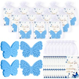 50 Sets Baby Shower Favors Refreshing Butterfly Soap Perfect for Guests Gifts with Organza Bags Thanks Cards Birthday Party Decoration Game Prizes (Blue)