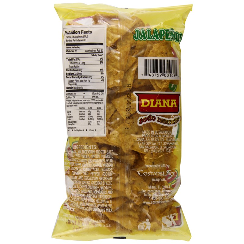 Diana Jalapenos Tortilla Chips 3.84oz (Pack of 24)