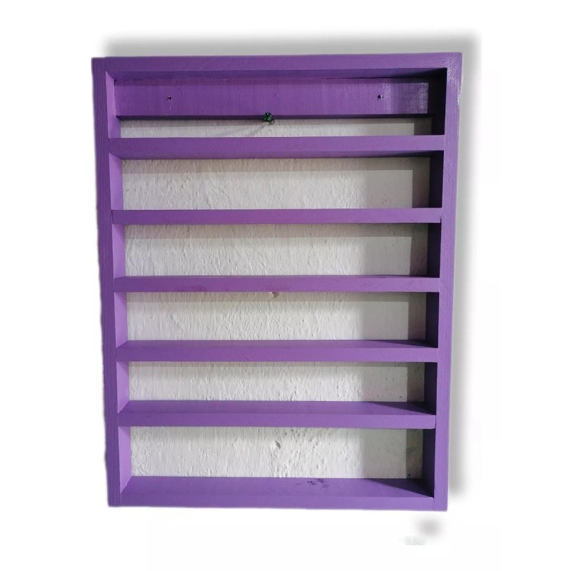 Heand Made Esmaltero Exhibidor De Pared Violeta100% Madera
