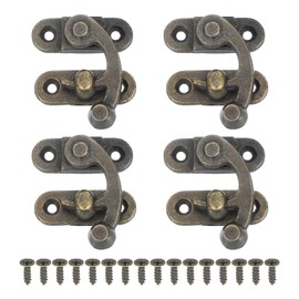 PATIKIL Wooden Box Hasp Latch 32x28mm, 4 Pcs Vintage Lock Clasp Swing Arm Right Latch Hook Hasp with Screws for Decorative Jewelry Wooden Box Case Toolbox, Bronze