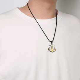 HZMAN Nautical Anchor Necklace for Men Vintage High Polished Stainless Steel Navy Anchor Pendant Jewelry Gift (Gold)