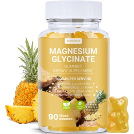 Magnesium Glycinate Gummies 1000mg – Sleep, Relaxation & Focus Support – Non-GMO, Gluten-Free – Pineapple Flavor – 90 Count
