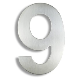 HASWARE 304 Stainless Steel Modern House Number 6 Inches / 15 cm Stylish Door Alphabet Plaque for Street Home Decor (Number 9, 6 Inches Silver)
