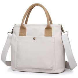 Aquamie Tote Bag, Small, Canvas Bag, Women's, Shoulder Tote, Cross-body, Canvas, Horizontal Type, White