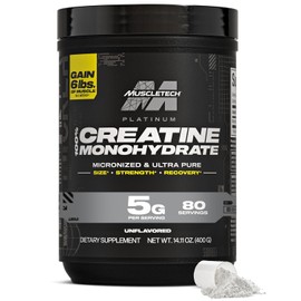 MuscleTech Platinum - Monohidrato de creatina en polvo, micronizada para recuperacin muscular y aumentar la musculatura en hombres o mujeres,...      