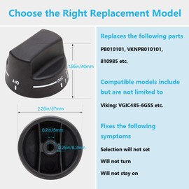 Reyhoar Genuine Viking PB010101 Thermostat Bake KNOB N/SBK Viking VKNPB010101