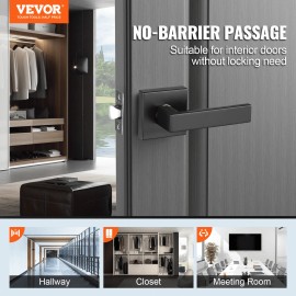 Matte Black Passage Door Handle 5 Pack Reversible Lever for Left & Right Hand 45 Degrees Rotation Non-LockingQuantity: 5 Pieces