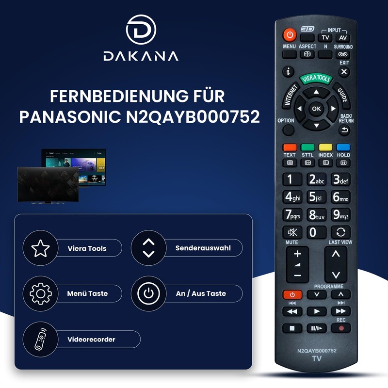 Dakana Remote Control for Panasonic Remote Control N2QAYB000752 Remote Control
