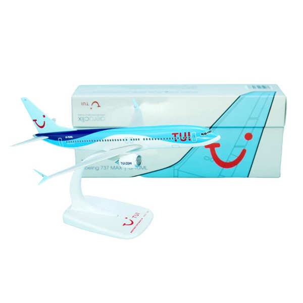 AeroClix Model Airplane TUI Boeing 737 Max 8 'Malta' in 1/200 Scale Plane Model for display with stand, push together Model Aircraft for collectors, 21cm length