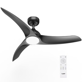 TAVZAKE Ceiling Fans with Lights, 42 inch Low Profile Ceiling Fan with Light and Remote Control, Flush Mount, 3CCT, Dimmable, Quiet Reversible Motor, Black Ceiling Fan for Bedroom Indoor/Outdoor Use
