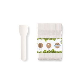 BIOZOYG Environmentally friendly ice cream scoop, 100 ice cream sticks, paper, white, biodegradable ice cream spoons, disposable paper spoons, sustainable ice cream scoop, climate-neutral ice cream