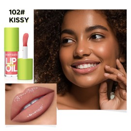 Beauty Glazed Big Brush Head Lip Oil, Ultra-Hydrating & Nourishing, Smooth Glossy Finish Lip Glow Oil, Shiny and Vegan Tinted Lip Gloss, Non-Sticky Formula (102# KISSY)