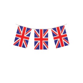 Henbrandt 3 x Union Jack Rectangular Party Bunting 10m Celebration Bunting Great Britain Union Jack British Party Decorations with 20 Flags Royal Theme Garland Pub BBQ Decoration