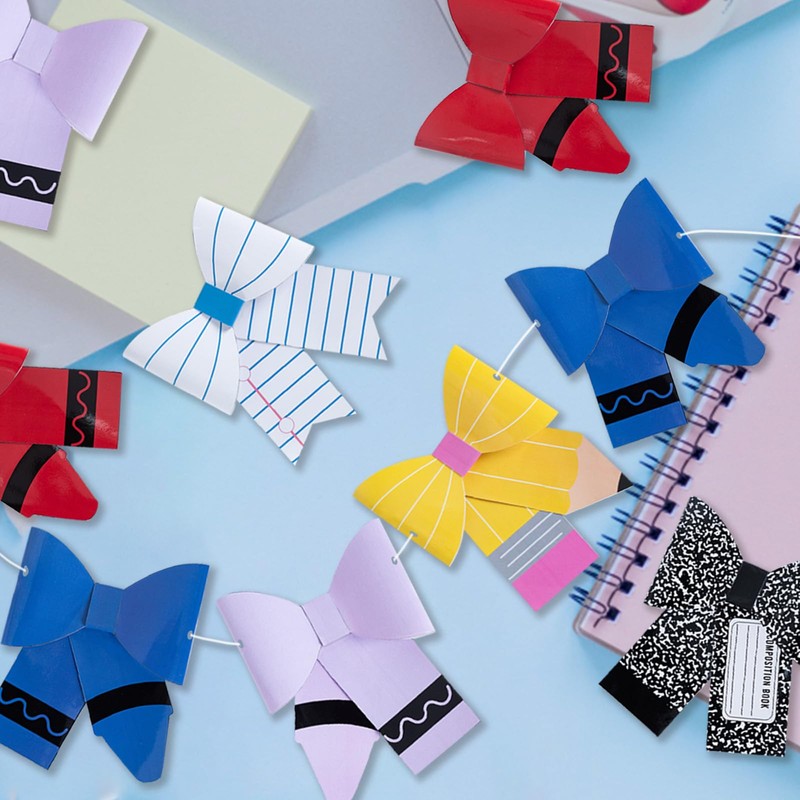 2 Pcs 16.4 Ft Back to School Bow Garland Banner
