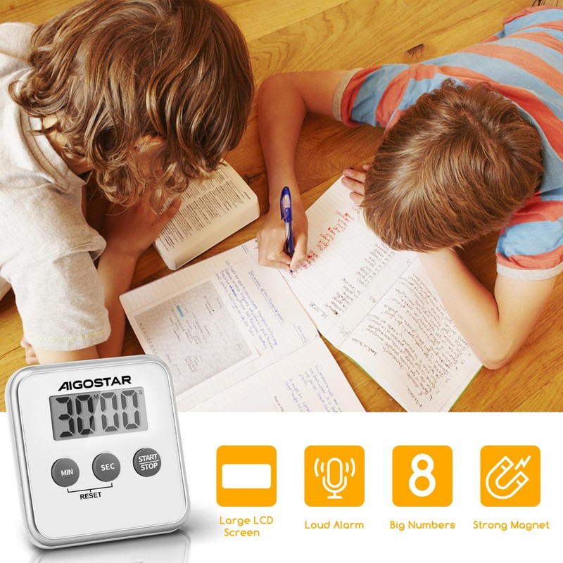 Aigostar Timer - Digital Kitchen Timer with Large LCD Display,