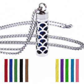 YWLI Essential Oil Diffuser Necklace, Aromatherapy Locket Pendant Necklace Stainless Steel Diffuser Necklace Pendant with 10 Pcs Refill Pads for Men Women (Fan Shape)