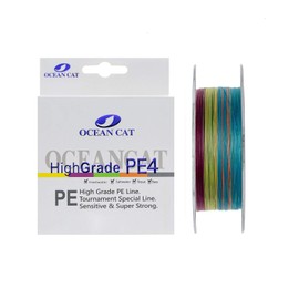 OCEAN CAT 4 Strands Braided Fishing Line Zero Stretch Smooth Smaller Diameter Abrasion Resistant Super Strong High Performance PE Fishing Line Superline (Multicolor, 8.0#-80LB(36.3KG)-0.48mm-500Yds)