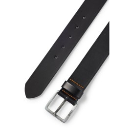 BOSS Mens Jeeko Sz40 Leather belt with logo and dark ruthenium hardware