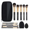 Brochas De Maquillaje Profesional,set 10 Con Estuche,esponja Color Negro