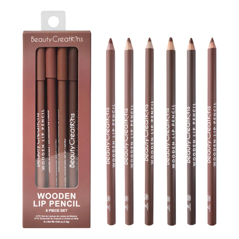 Set 6 Lapiz Delineador Labios Lip Wooden Beauty Creations® Color