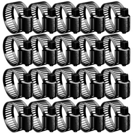 BOTTEN 20pcs Black Hose Clamp,3/8"-5/8"(10-16mm)304 Hose Clamps Stainless Steel Adjustable Worm Gear Hose Clamps Assortment Kit,radiator hose clamps fuel line clamps