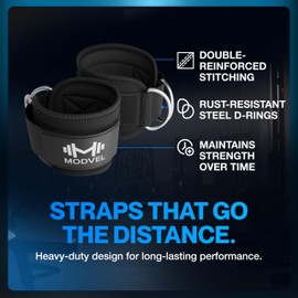 Modvel Ankle Strap (Single) for Cable Machine – Adjustable & Comfortable Gym Accessory for Strength Training, Weightlifting, and Injury Recovery – Durable Padded Support for Men & Women (R-Black)