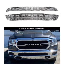 Coast2Coast International (CCI) Chrome 2 Piece Grille Grill Insert Overlay Trim FOR 2019-2021 Ram 1500 Tradesman