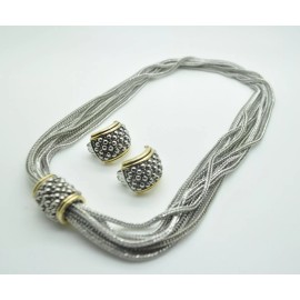 Unbranded A369 CLASSIC Designer Style 9 Strands Silver Cable Chains Magnetic  Necklace set