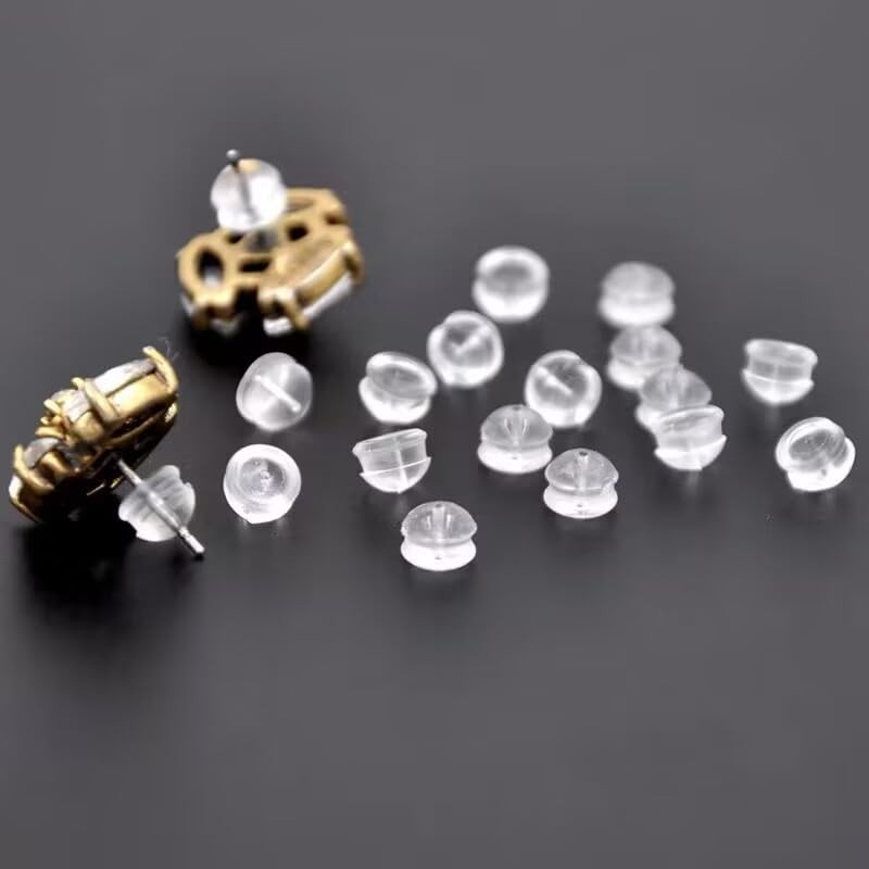 Earring Backs Rubber,50pcs Soft Clear Earring Backs for Studs,Hypoallergenic Silicone