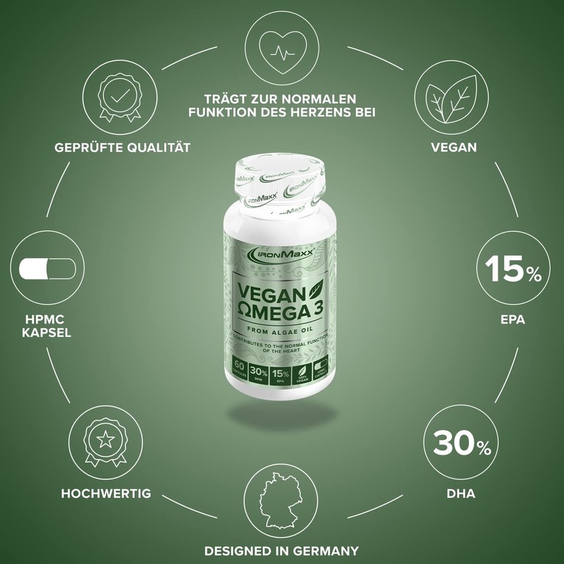 IronMaxx Vegan Omega 3-60 Capsules | 60 HPMC Capsules Made