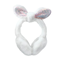 JINGTOPS Ear Warmers Women's Girls Winter Foldable Rabbit Ear Muffs Women Children Soft and Comfortable Earmuffs Women Ear Muffs Children Winter Girls Keep Warm Outside in Winter, White