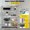 5 Tier Stainless Steel Shelving 47.5x18 Inch Heavy Duty Rack