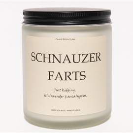 Schnauzer Gifts & Decor, Schnauzer Gifts for Women, Dog Farts Candle, Dog Mom Gifts for Women - Lavender & Eucalyptus, Crafted by Natural Soy Wax & Natural Essential Oils, 7OZ