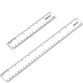 EBOOT 2 Pack Plastic Ruler Straight Ruler Plastic Measuring Tool for Office (Clear, 6 Inch, 12 Inch)