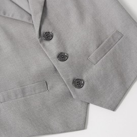 LOLANTA 4-Piece Kids Waistcoat Suit, Boys Wedding Party Shorts Set, Page Boy Outfit, Shirt, Bow Tie, Shorts, Waistcoat, Light Grey, 5-6 Years, 130