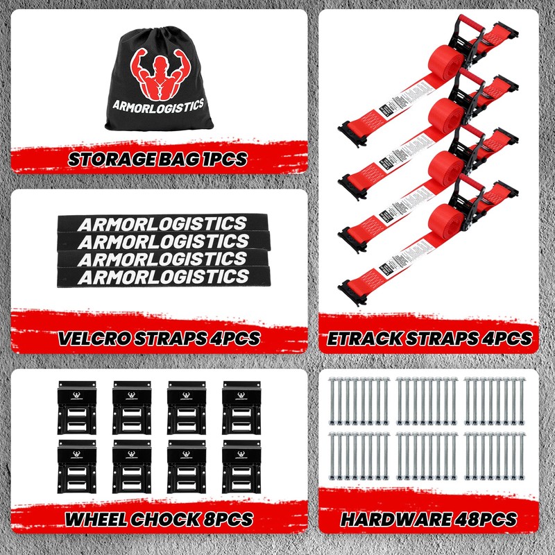 ARMORLOGISTICS Wheel Chock Tie Down Kit, 4 Pack Heavy Duty