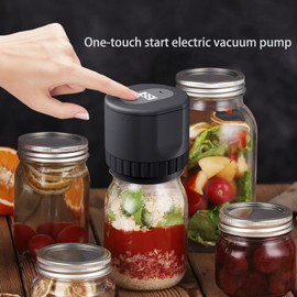 Electric Mason Jar Vacuum Sealer,Vacuum Sealer for Extended Food Freshness: Compatible with Wide and Regular Mouth Jars, Ideal for Canned Foods and Crisper Boxes (Black)