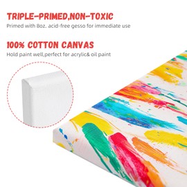 Simetufy 11x14 Inch Stretched Canvas, 10 Pack 100% Cotton Professional Blank Canvas for Painting Acrylic Paint or Oil, Pre-Primed