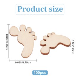 CRASPIRE 200Pcs Foot Shape Wood Slices Christmas Decorations Wooden Cutouts Unfinished Veneers Patchwork DIY Art Craft Embellishments Wedding Party Ornaments Gift