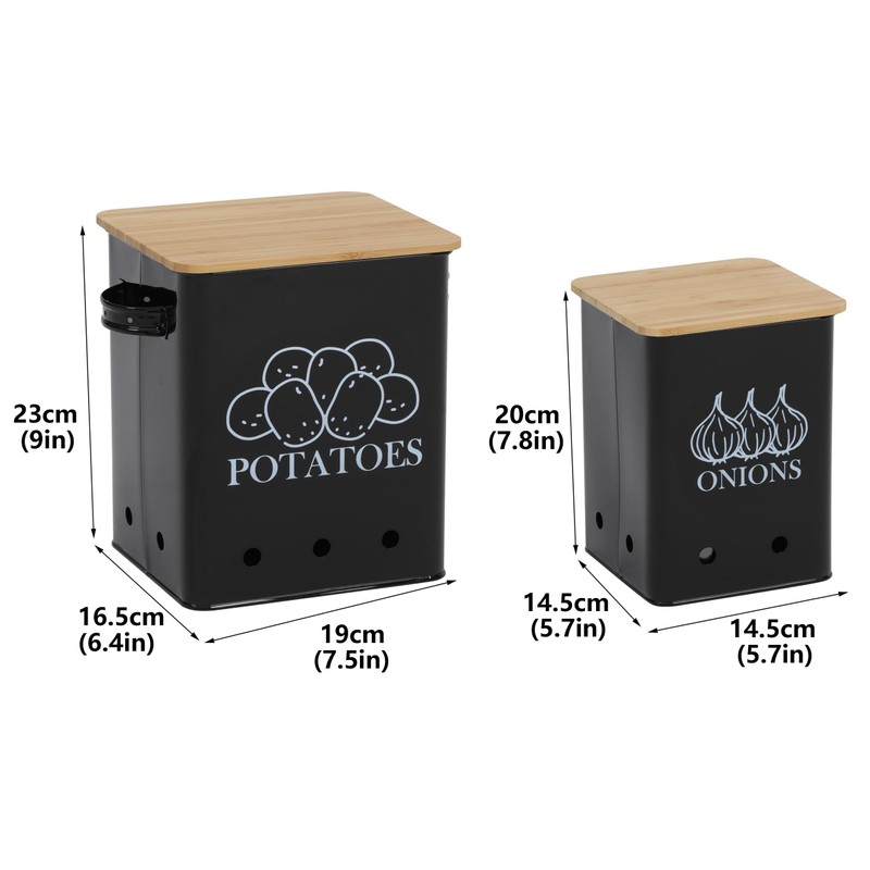 Gdfjiy Kitchen Vegetable Storage Tins Set of 2 for Potatoes,