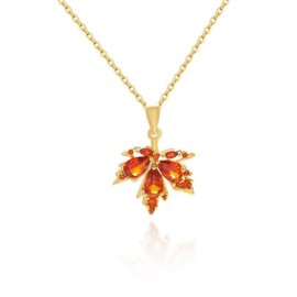 fdsmall Maple Leaf Pendant Necklace for Women Sparkling Cubic Zirconia Fall Leaves Necklace Exquisite Thanksgiving Christmas Anniversary Valentines Jewelry Gifts, One Size, Metal, No Gemstone