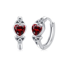 Celtic Knot Huggie Earrings Heart Hoops S925 Sterling Silver Hinged Hoop Earrings Irish Earrings Cartilage Hoop Earrings Small Hoop Earrings for Women Dainty Witches Knot Jewelry Gift, Cubic Zirconia