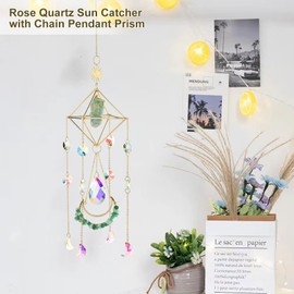 NMEINV Healing Crystal Suncatcher for Window Hanging, Quartz Sun Catcher with Chain Pendant Crystal Balls for Outdoor Indoor Garden Party Wedding Decor,Gift for Women Christmas Birthday Valentine