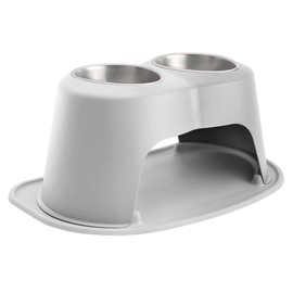WeatherTech Double High Pet Feeding System - Elevated Dog/Cat Bowls - 12 inch High Light Grey (DHC6412LGLG)