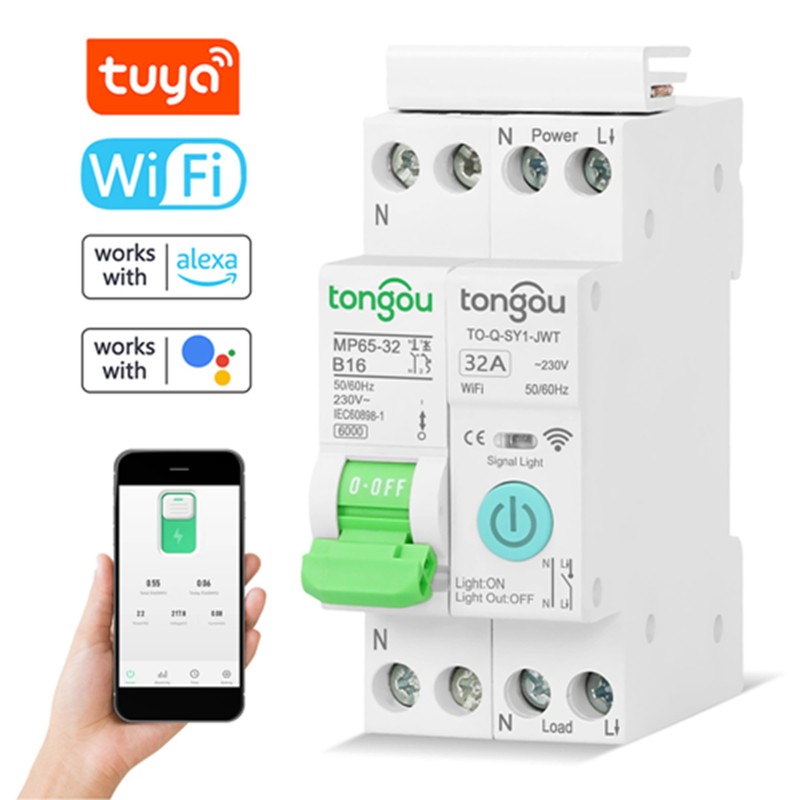 Small Intelligent Circuit Breaker Voice Control Timed Delay Remote WiFi