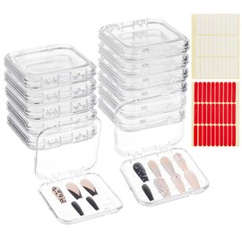 NBEADS 20 Pcs Press on Nail Boxes with 2 Sheets Double Sided Nail Tape, Double Sided Tape for Press on Nails Press on Nails Packaging Box Set for Press on Nail Business Salon Nail Display