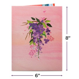 Frndly by Paper Love Wisteria Tree Pop Up Card, Handmade 3D Greeting Card For All Occasion, Birthday, Love, Anniversary, Wedding, Get Well, Thank You or Just Because - 100% Recycled and Eco-Friendly | 8" x 6" Cover - With Removable Note Tag